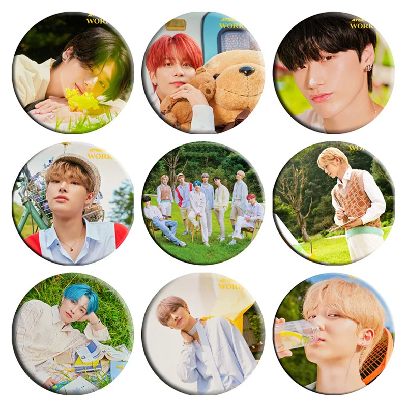 KPOP ATEEZ SEASON'S GREETINGS Photo Brooch Pin Clothes Accessories Bag Decoration Gifts Hongjoong Fans Collection