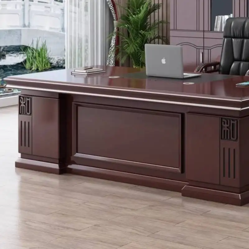 مكتب تنفيذي كبير باللون البني، تخزين رخيص، مكتب كمبيوتر حديث للدراسة، أدراج ألعاب، طاولة محطة عمل Mesa Escriotorio #5