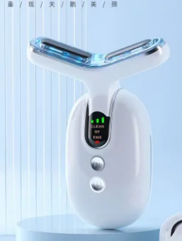EMS Neck Beauty Device RF Microcurrent Multifunctional Massager Skin Care Sculpting Tool Women Gift White With Base