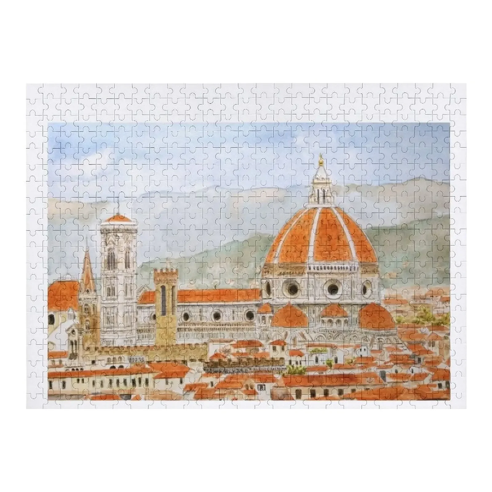 

Italy Florence Cathedral Duomo watercolor painting with background Jigsaw Puzzle Personalize Wooden Animal Baby Toy Puzzle