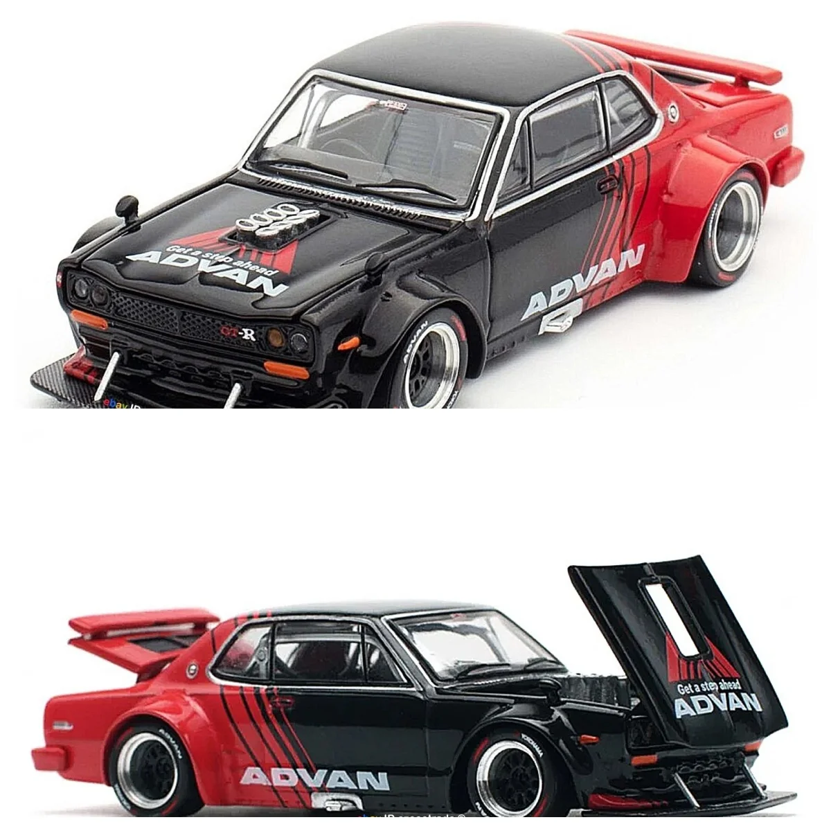 POP RACE 1/64 Skyline GT-R Hakosuka V8 Drift ADVAN Diecast Car JDM Model Car Alloy