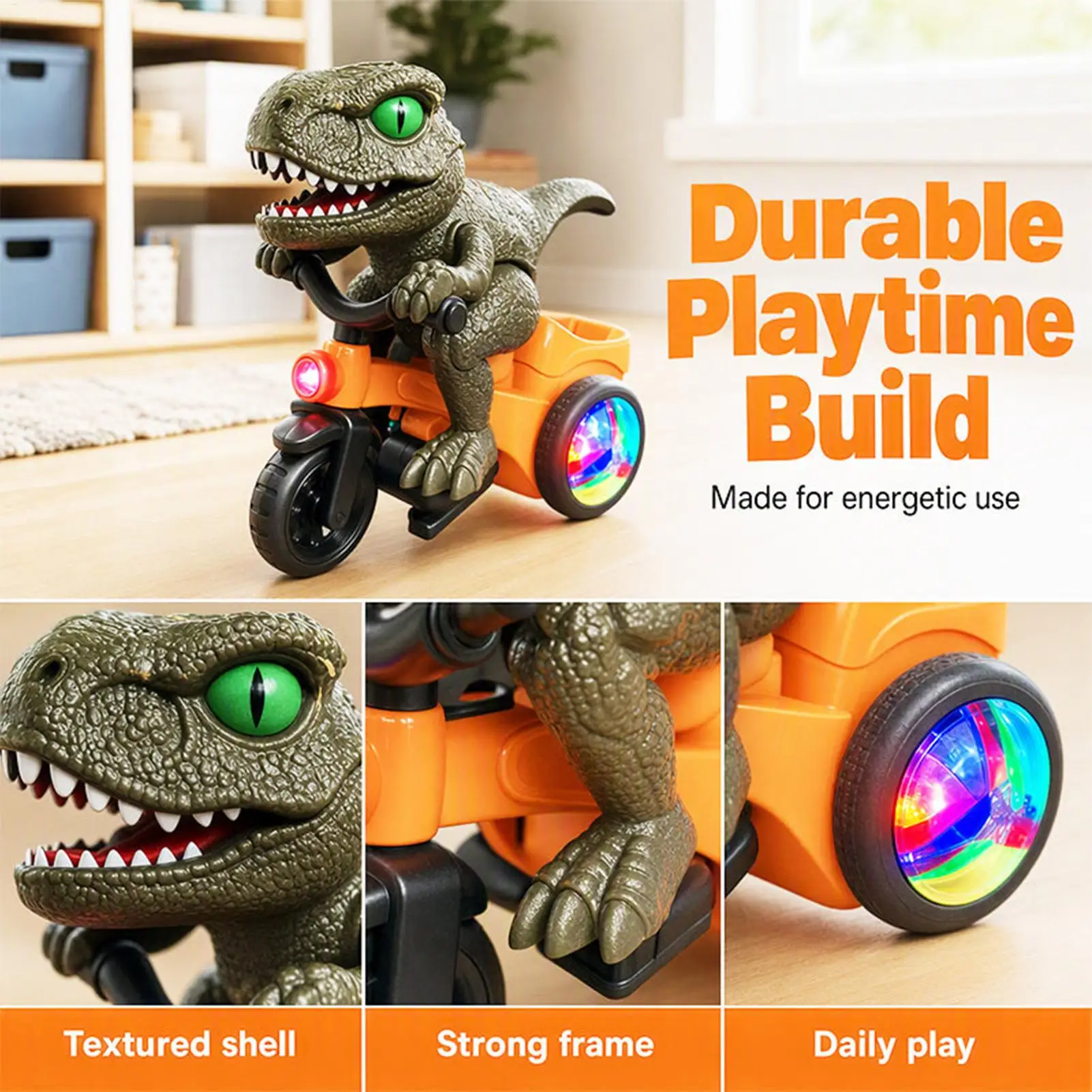 Dinosaur Toy Car Three Wheels Stunt Toys Vehicles With Light And Music Cars Toys For Party Classroom School Home Dormitory