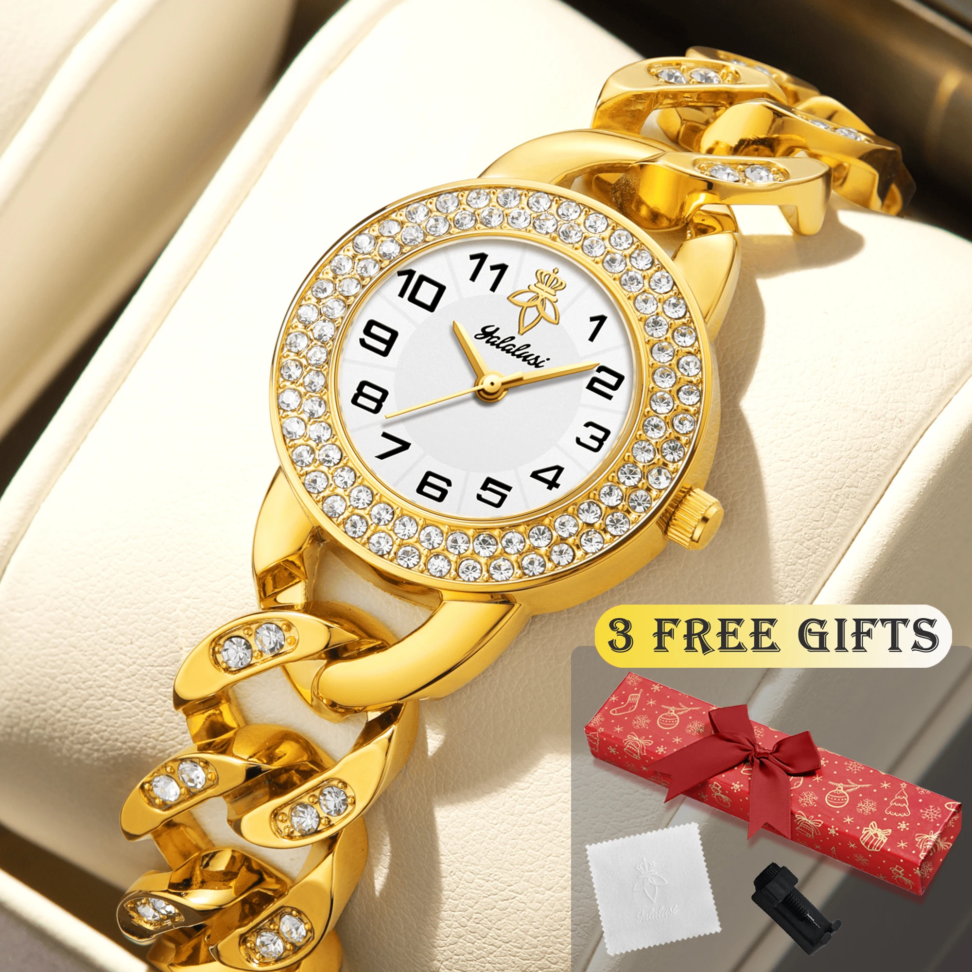 

Бренд YaLaLuSi 1, модный винтажный круглый ажурный браслет, женские кварцевые часы, в комплект входит подарочная коробка, регулятор ремешка и ткань