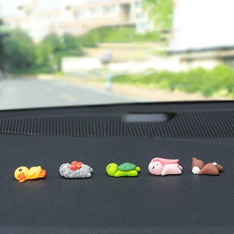 6pcs Cute Mini Ducks Car Interior Decoration Funny Cartoon Animal Auto Center Console Rearview Mirror Ornaments Car Accessories view 5