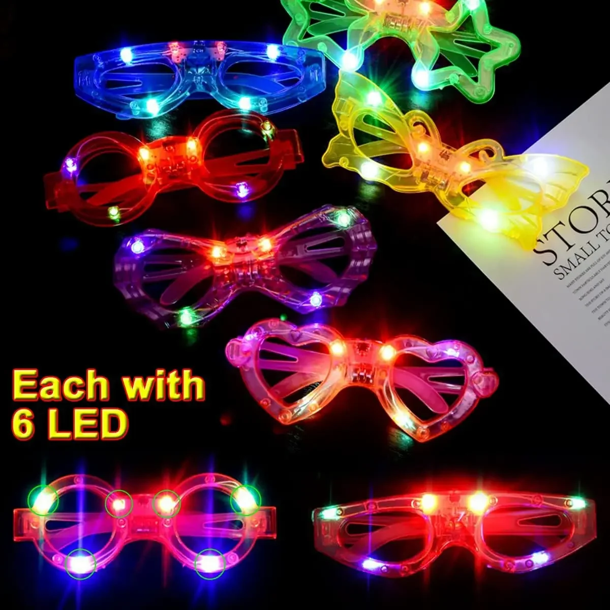 Leuchtende Sternförmige LED-Brille für Kinder Geburtstag Halloween Weihnachten Partys Bar Party Neon Bunte Leuchtende Brillen