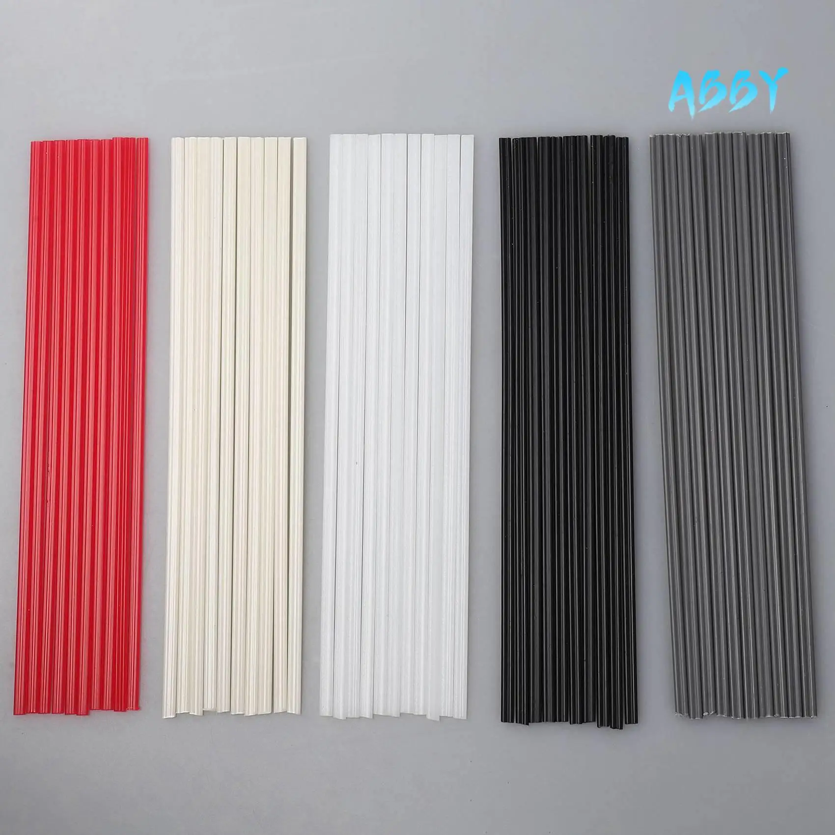 

ABBY-50PCS Plastic Welding Rods - PP/PVC/PE Plastic Welder Rods For Hot Air Tools 10 Inch (Each Color 10PCS)