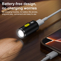 Type-C LED Handheld Strong Light Pocket Keychain Flashlight Mini Flashlight Small Torch Light Outdoor Hiking Camping Accessories