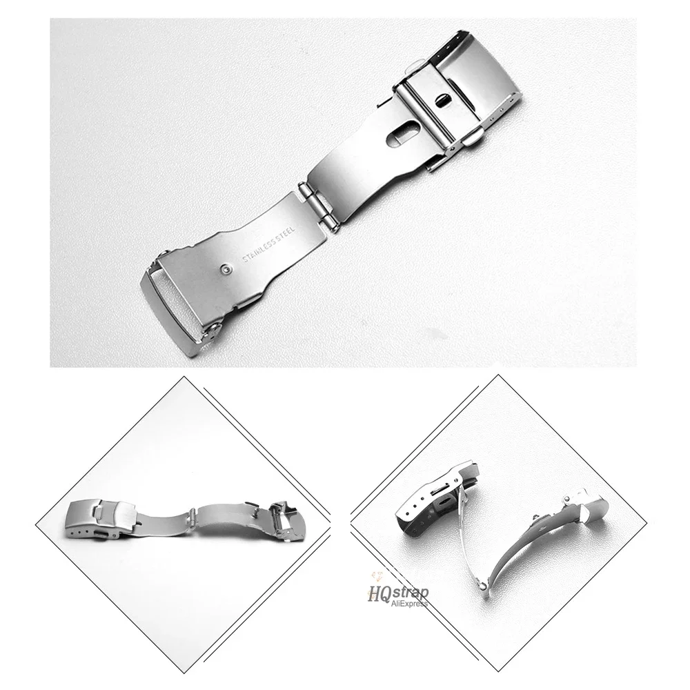 Stainless Steel Buckle for Leather Metal Silicone Strap Clasp Double Press Safety 14/16/18/20/22/24mm Button Buckles Accessories