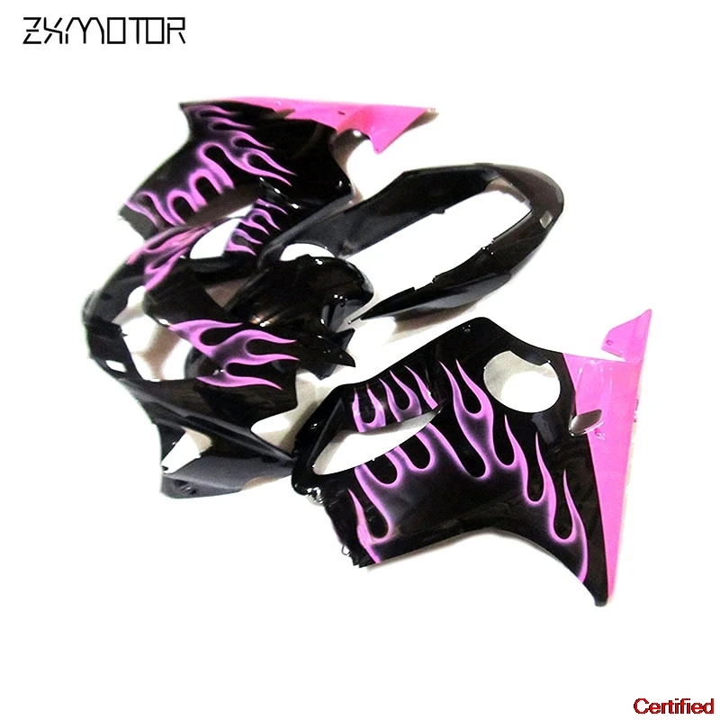 

Pink Flames Black Injection Bodyworks Fairing Kits For Honda CBR600 F4 1999 2000 Fairings Set Cbr 600 F4 99 00 HB07
