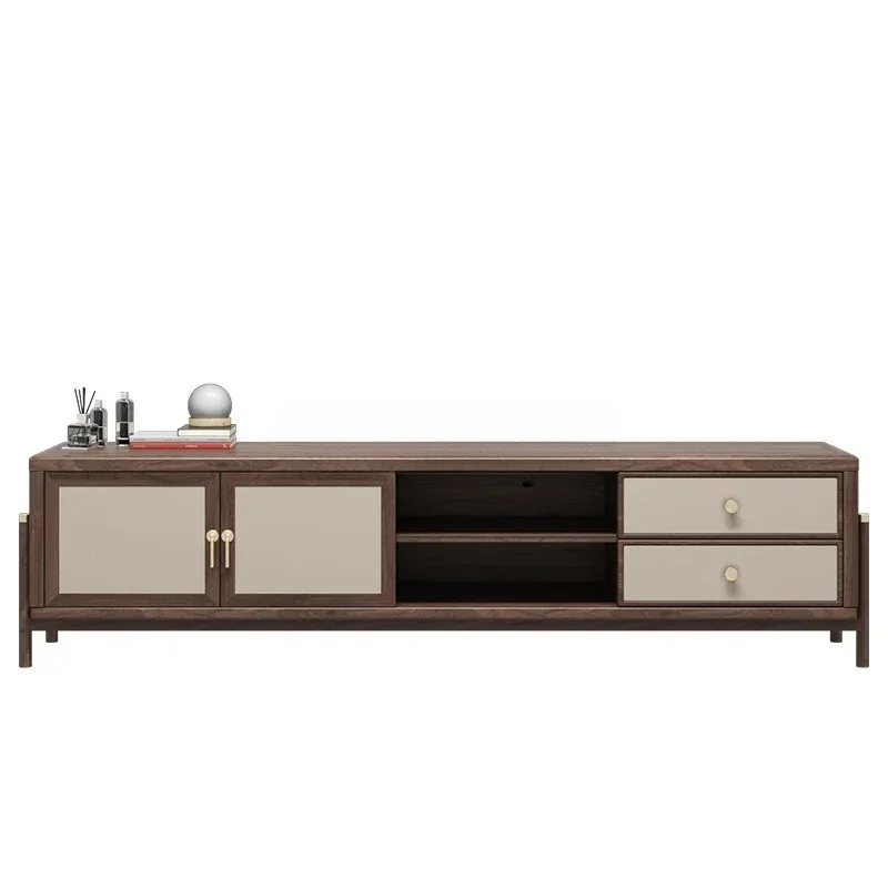 

New Chinese-style all-solid wood TV cabinet coffee table combination living room size apartment, Zen ash wood