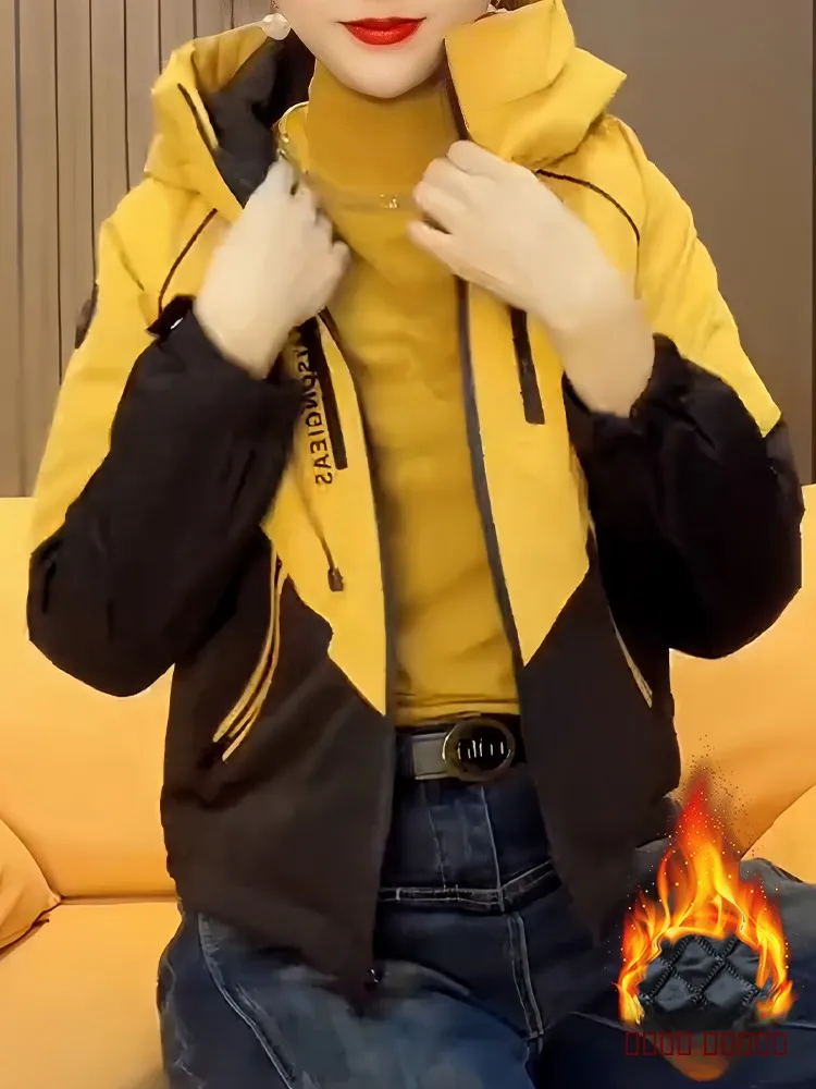 2026 hiver nouveau Faion décontracté ort Jaet femmes ample coton Thiened tout-Match coupe-vent haut fermeture à glissière couleur