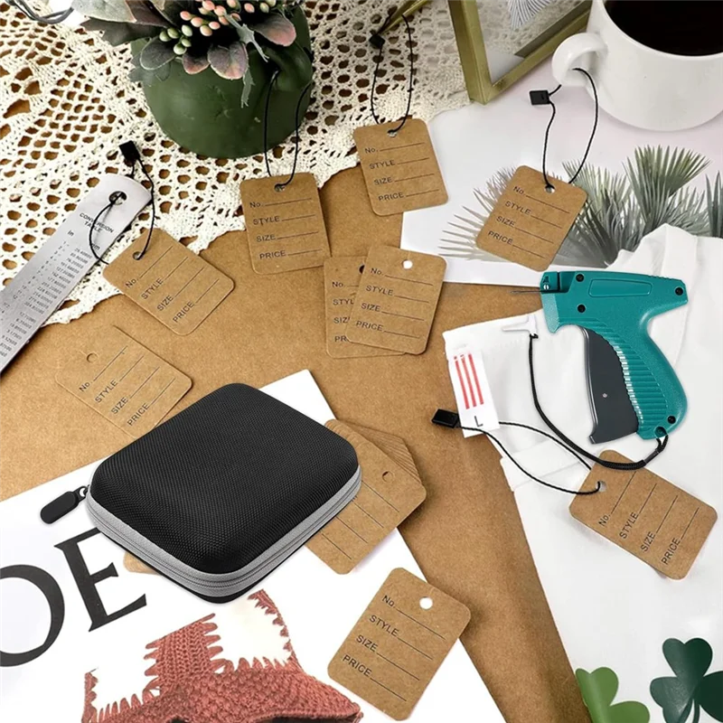 【Superdeals】مسدس علامات للملابس مع حافظة صلبة، 500 مشابك لاذعة بيضاء 2 بوصة، 6 إبر، مسدس علامات لإعادة القياسية