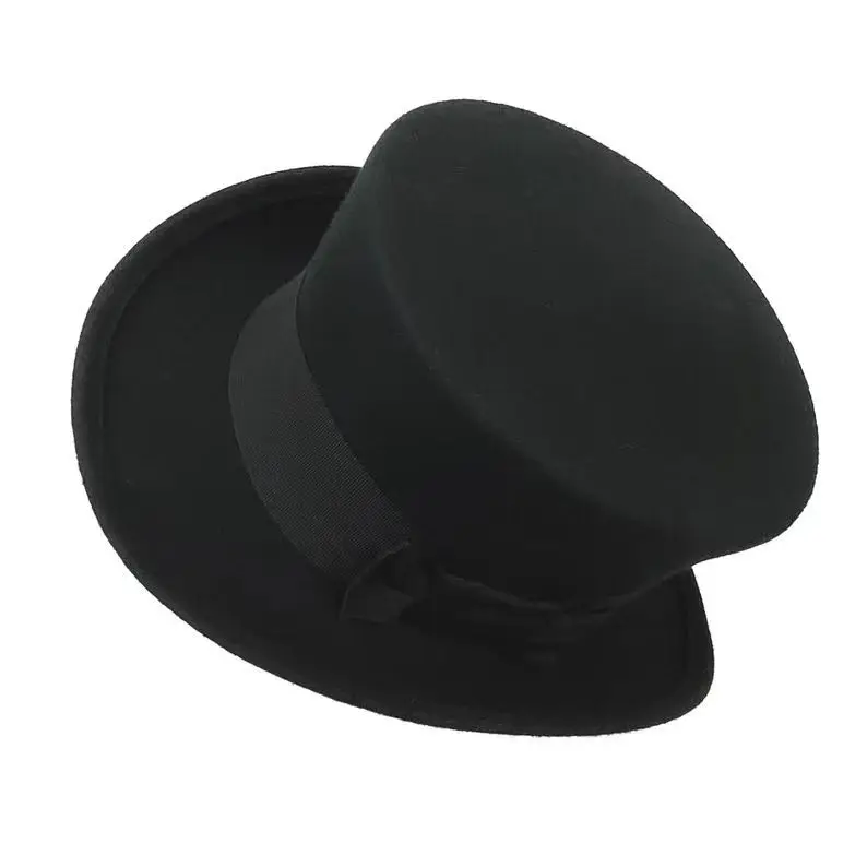 X0532 Adult  Fashion Wool Felt Hat Australia Wool Hat  Pale Rider Hat  Ribbon Decorative Flanging Felt Hat