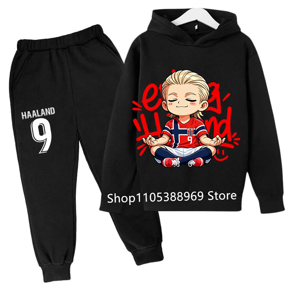 Ensemble de survêtement de football à motifs de dessins animés pour garçons, comprenant un sweat à capuche et un pantalon de jogging, idéal pour les activités sportives.