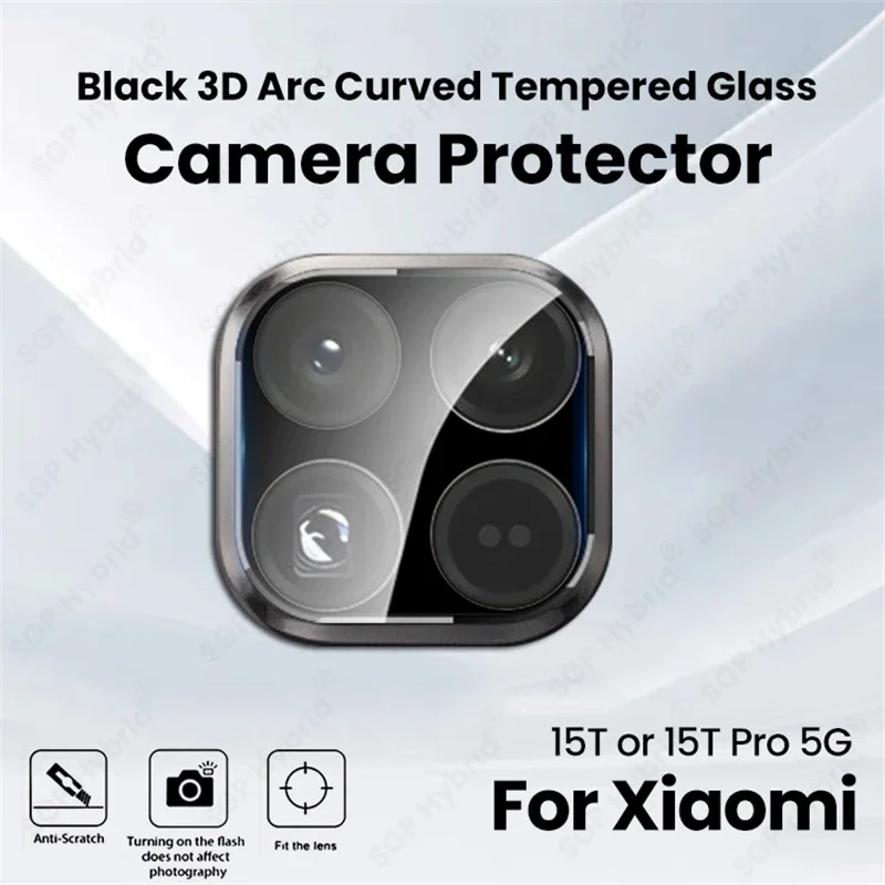 

3-1Pcs Black 3D Tempered Glass Curved Camera Lens Protectors Case For Xiaomi15T Xiaomi Mi 15T Mi15T 15 T Pro 15TPro T15 5G 2025