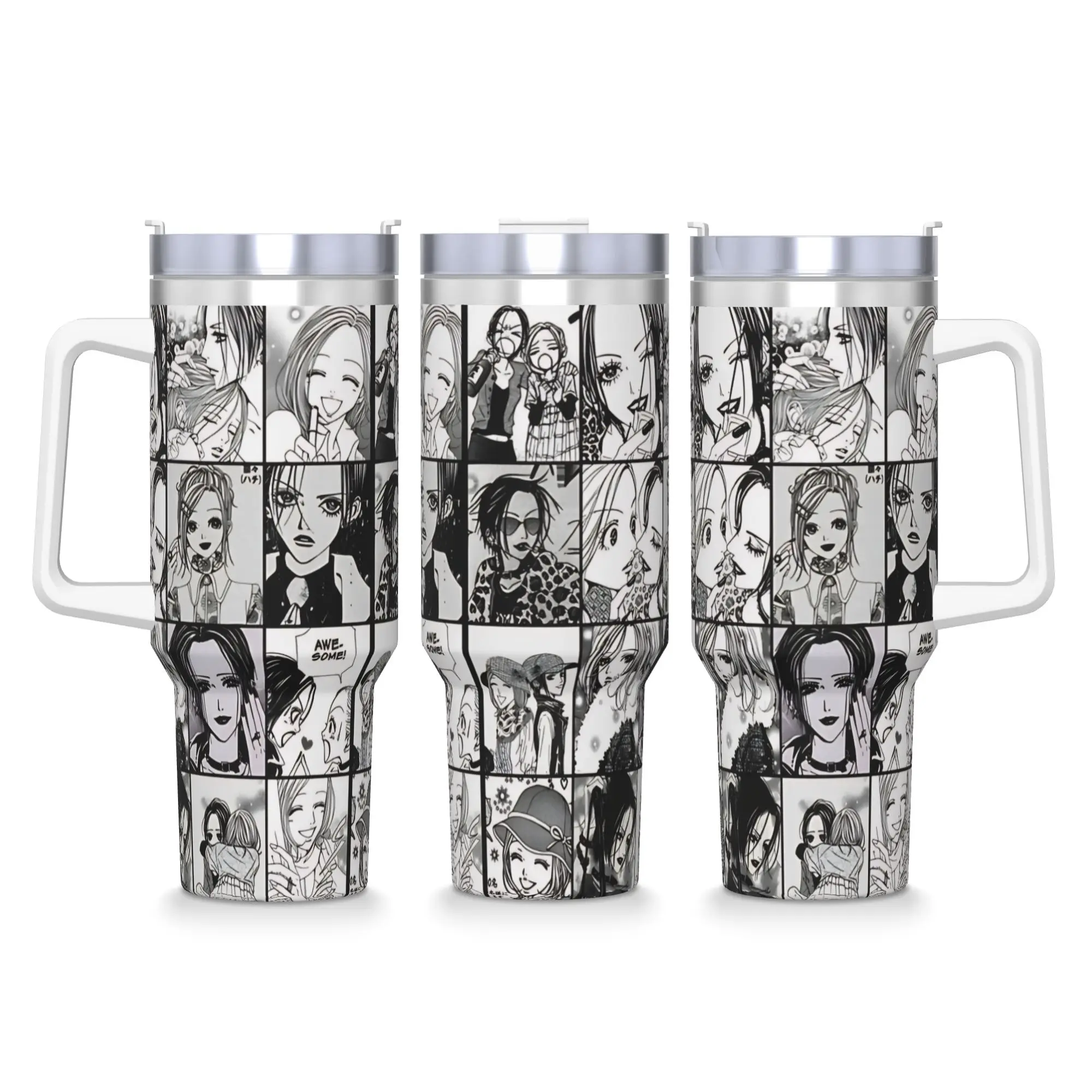 Nana x Hachi Manga Panel collage Stainless Steel Tumbler Travel Mugs Cup 40oz Thermal Cups Portable Drinks Milk Tea Water Bottle