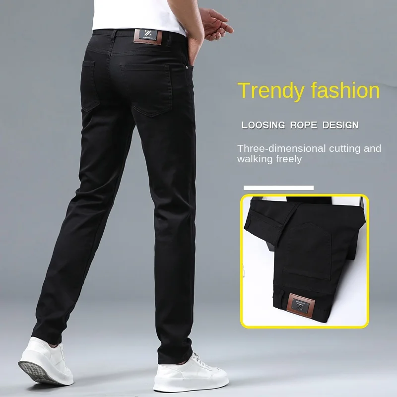 

Black Thin Jeans Men's Summer Stretch Soft Breathable and Simple All-Matching 2024 New Affordable Luxury Fashion Men's Trousers