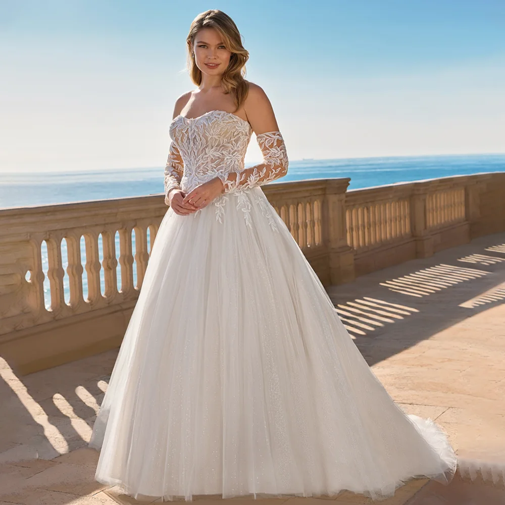 

Charming Sweetheart Lace Appliques Wedding Dresses A Line Corset Bridal Gown Custom Made 2026 Evening Gowns For Wedding