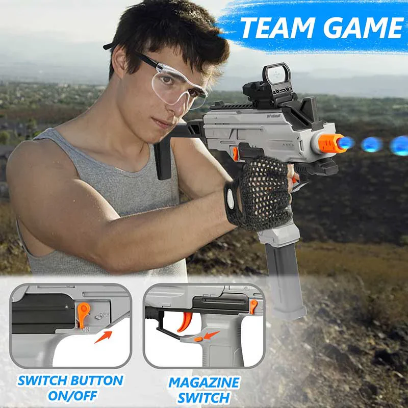 Elektryczny pistolet na kulki splatter UZI, szybki, automatyczny, z prędkością od 180 FPS i zasięgiem ponad 150 stóp.
