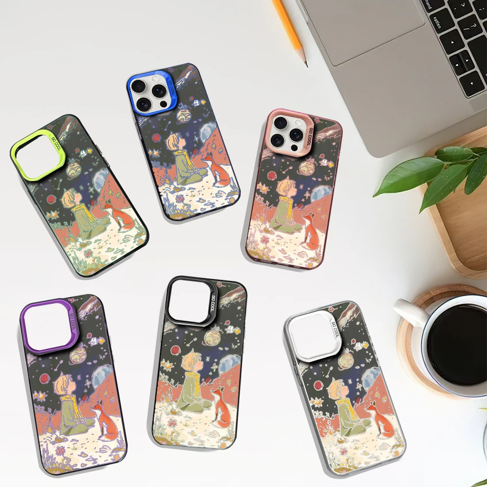 Cartoon The L-Little P-Prince Laser Phone Case for iPhone 12 11 13 14 15 16 Max Pro Plus IMD Shockproof Silicone Coque