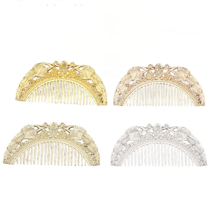 BoYuTe (5 Pieces/Lot) 104*50mm Double Phoenix Alloy Hair Comb Materials Handmade Diy Hair Jewelry Accessories