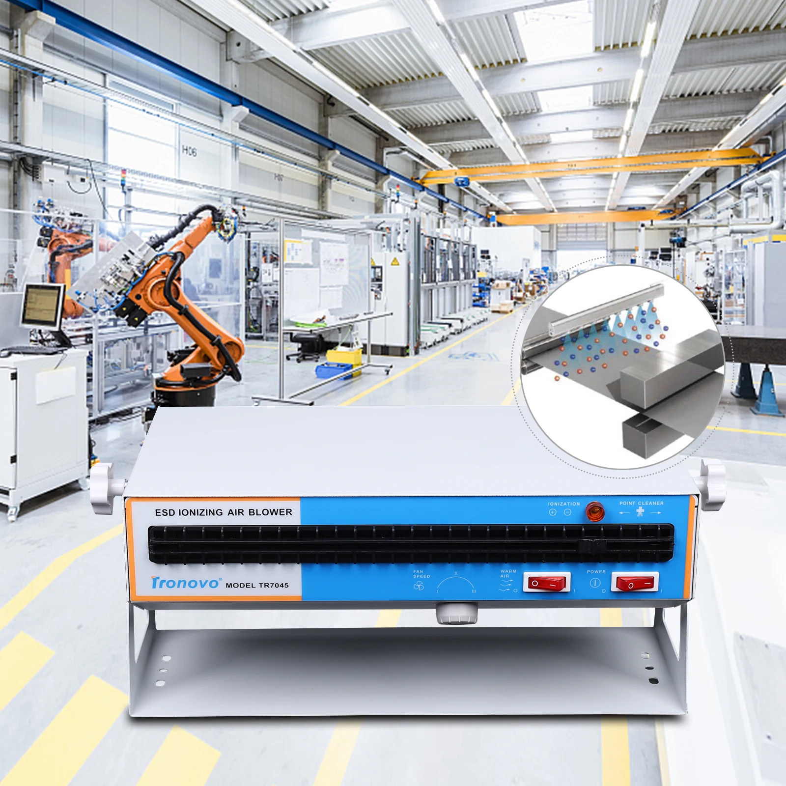 منفاخ الهواء الأيوني الدافئ تسخين الهواء المؤين مروحة قابل للتعديل مكافحة ساكنة المؤين منفاخ مزيل ثابت للإنتاج الإلكتروني #1