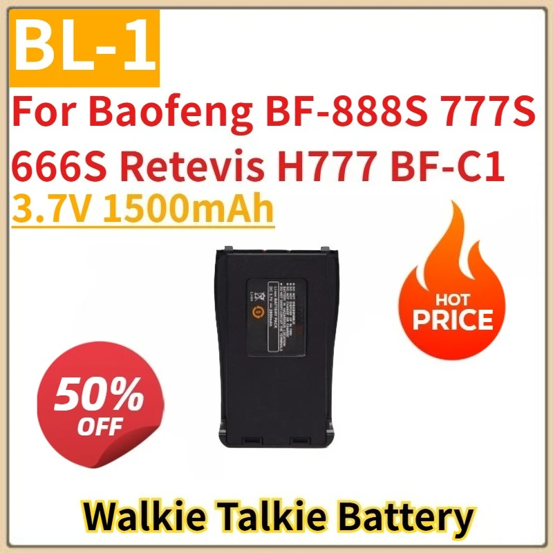 

BL-1 3.7V 1500mAh Walkie Talkie Battery For Baofeng BF-888S 777S 666S Retevis H777 BF-C1 Brand New High Quality