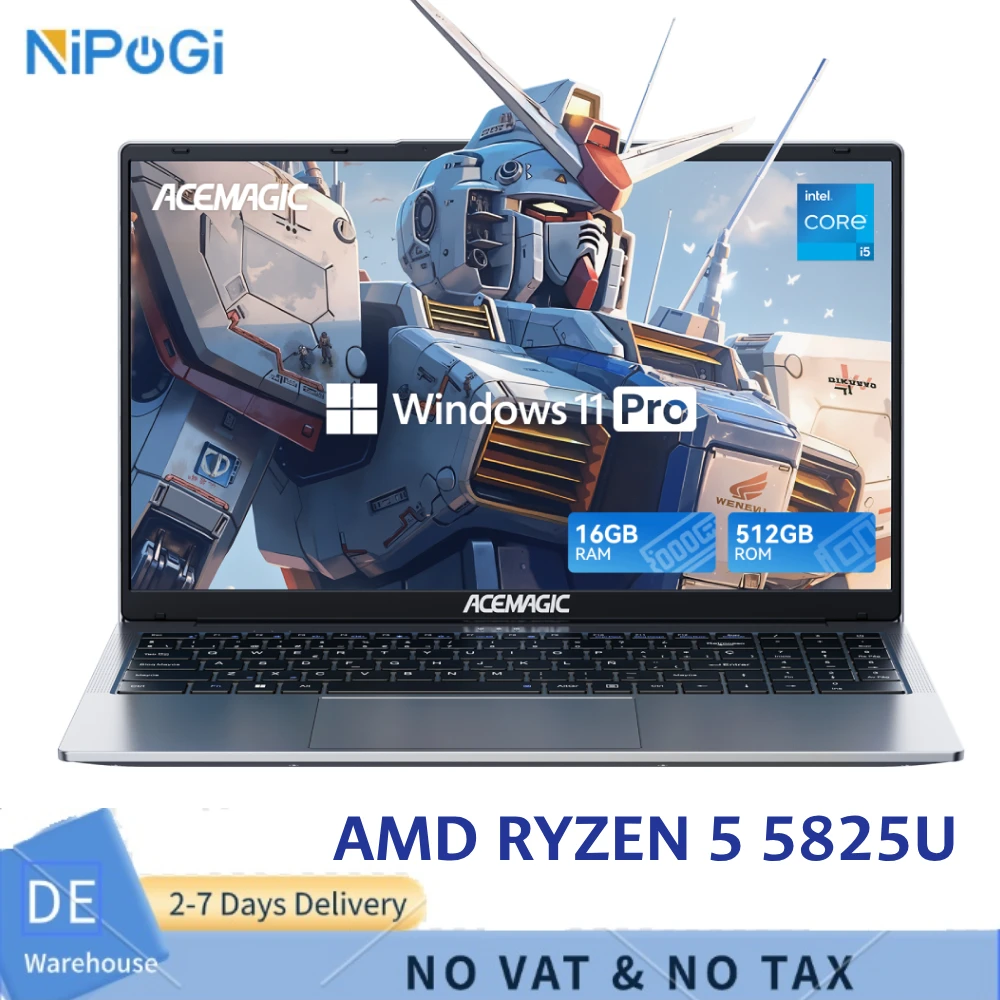 NIPOGI LX15Pro Laptop,ΑΜD Ryzen-7 5825U Computer,15.6-inch FHD (1920 x 1080) Display,16GB DDR4 512GB SSD 180° Fold,WiFi 6 BT5.2