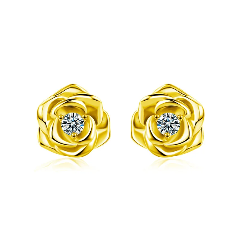 

S925 Sterling Silver Moissanite Rose Stud Earrings for Women: Niche, Light Luxury, Stylish Earrings, Gift for Girlfriend