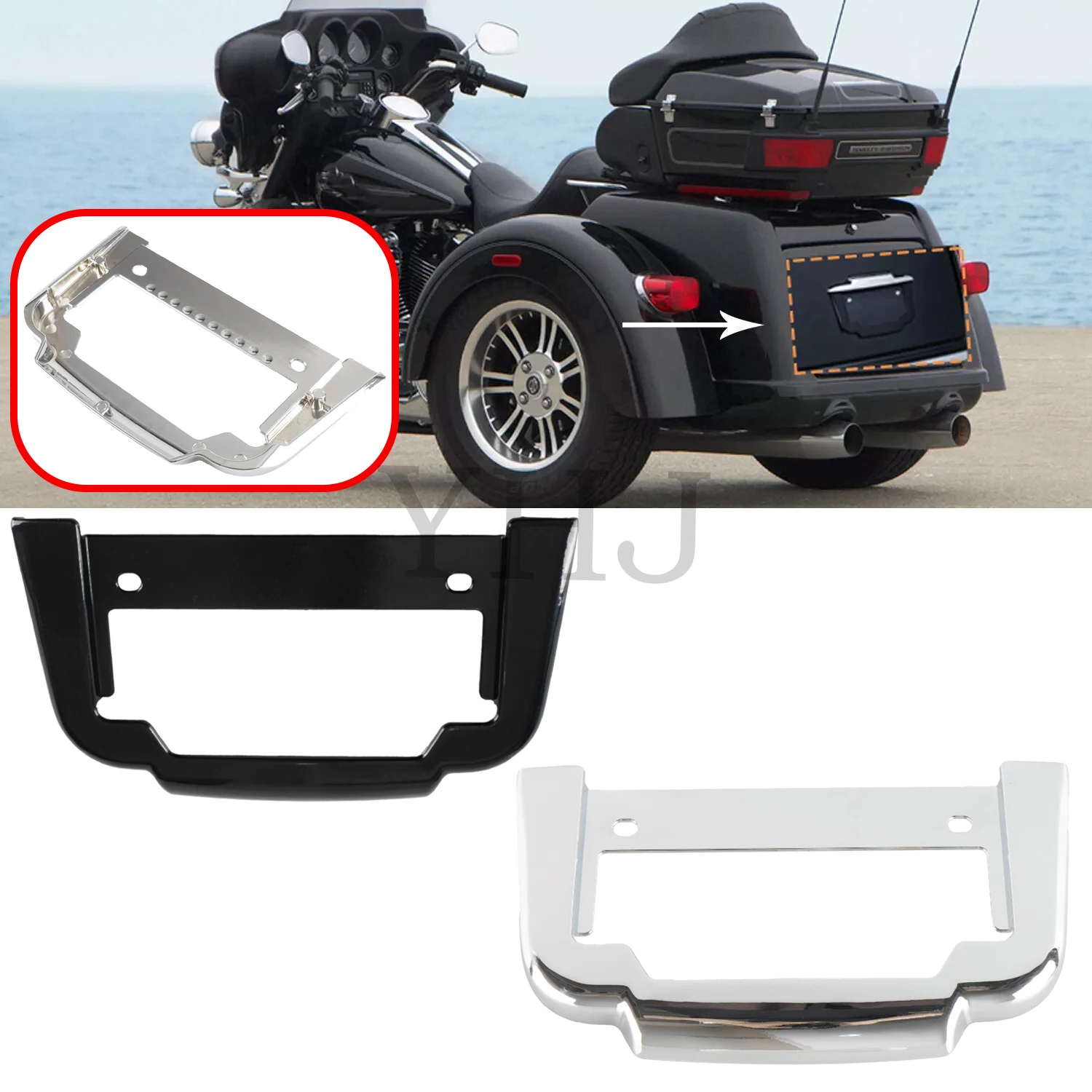 

Rear License Plate Frame Mount Bracket For Harley Tri Glide Ultra Classic FLHTCUTG 2011-Up FLHXXX Street Glide Trikes 2010-2011