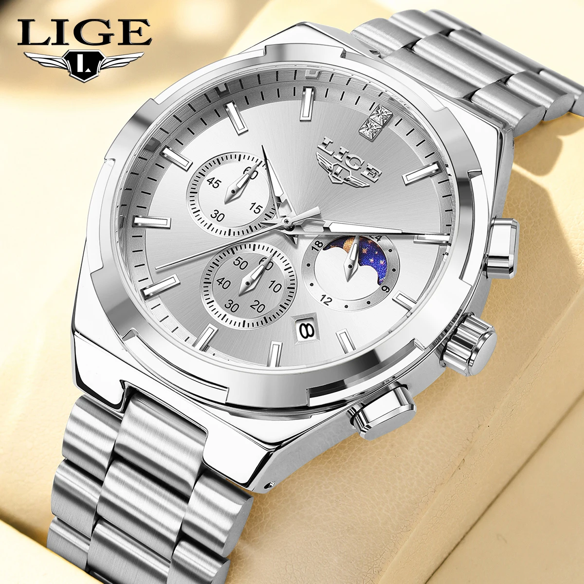 LIGE Top Brand Luxury Quartz Watches for Women Elegant Stainless Steel Luminous Waterproof Date Wristwatch Ladies Dress Watch
