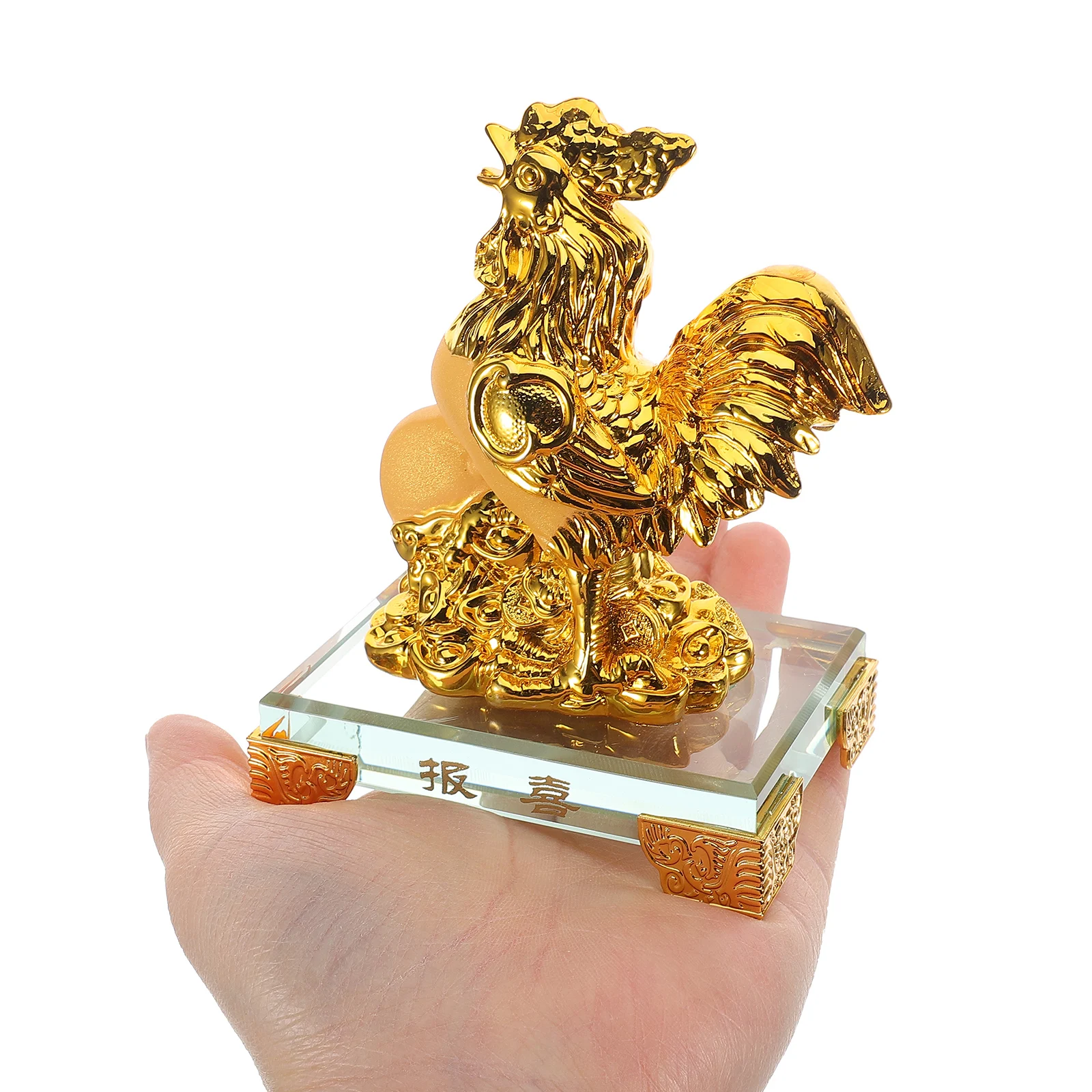 

Chinese New Year Rooster Sculpture Resin Animal Art Piece for Desktop Car Dashboard Decor Prosperity Luck Ornament Gift
