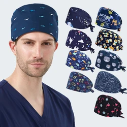 Shark Scrub Caps Men Medical Nursing Hat for Women Print Cotton Doctors Nurses Hospital Healthcare Surgical Dentist Skullcaps