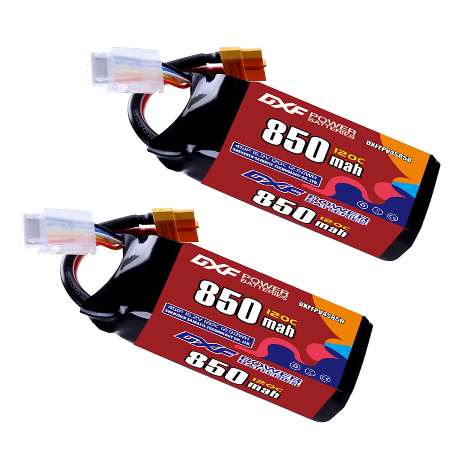 

DXF Lipo 4S Battery 15.2V 850mAh 120C with XT30 XT60 JST Plug for Airplane RC Helicopter Quadcopter FPV Racing Drone Spare Parts