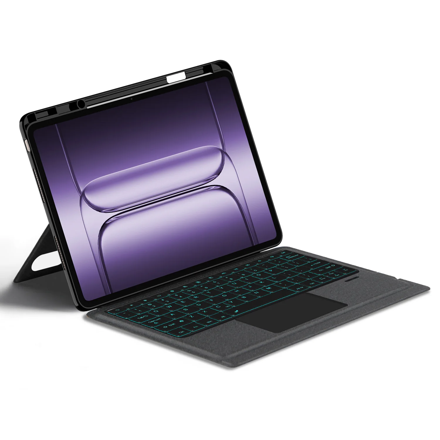 For OnePlus Pad 2 Pro Leather Case + Bluetooth-Compatible Keyboard with Backlight Trackpad