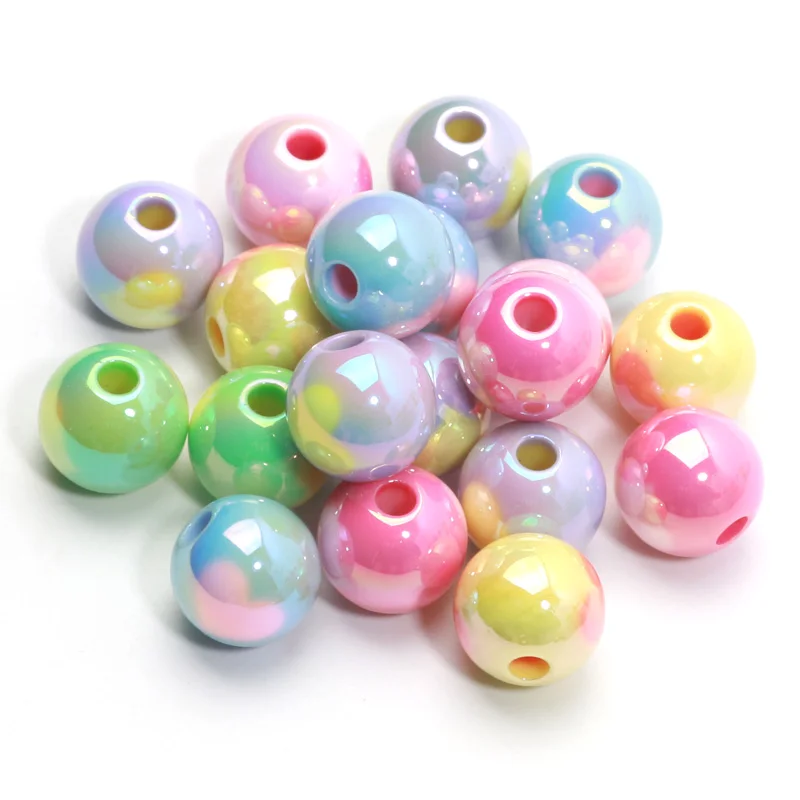10pcs 12/14/16mm AB Love Heart Round Beads UV Acrylic Loose Spacer Beads For Jewelry Making Bracelet Necklace DIY Accessories