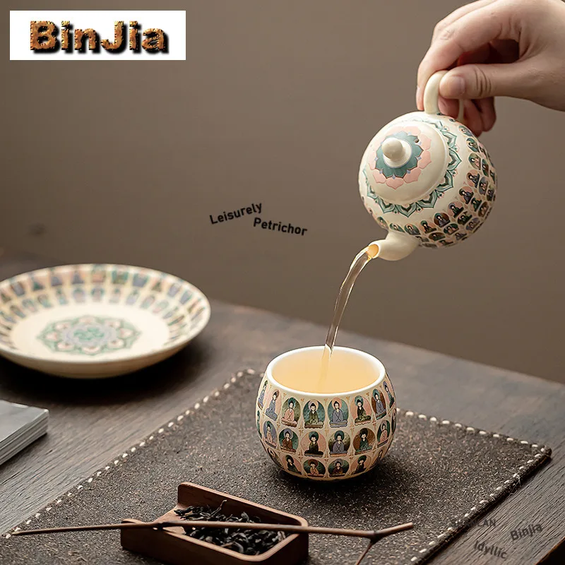 120ML Creative Thousand Buddha Tea Bowl White Porcelain Color Arhat Cup Larle Single Msater Personal Kung Fu Teaset Accessories