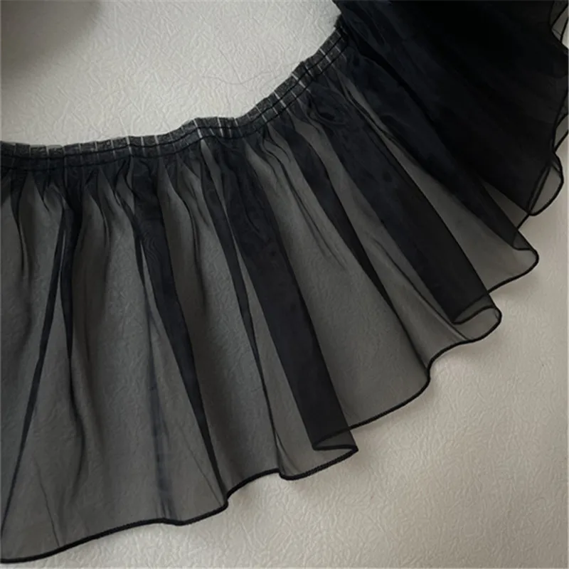 20CM di larghezza bianco nero Tulle Organza 3d pieghettato pizzo Trim volant ricamo frange nastro vestito tende fai da te cucito panno Decor