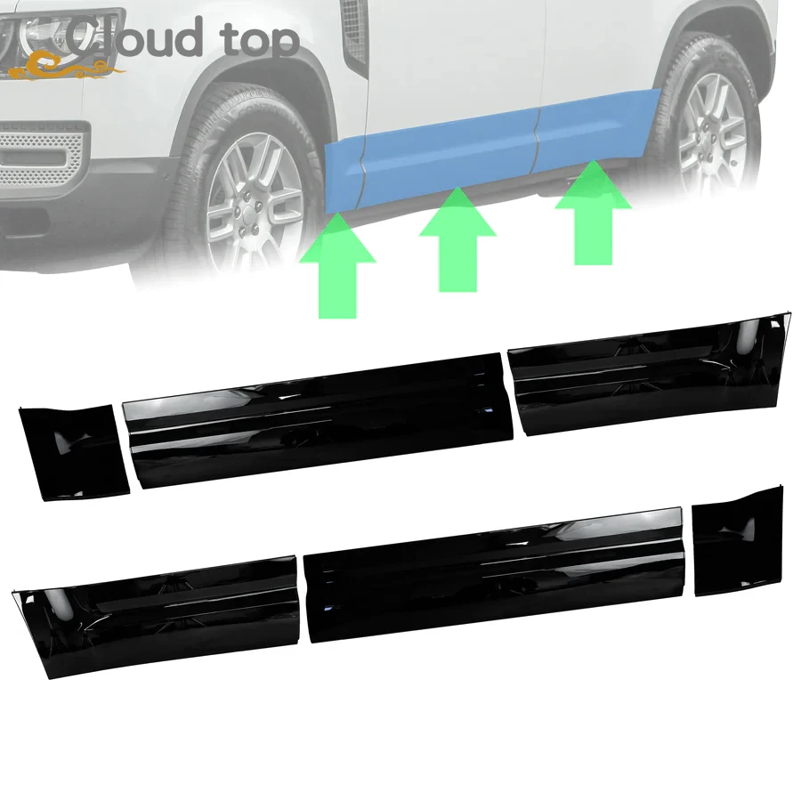 

Gloss Black Door Trim Panel Side Skirts Lip Body Kit For For Land Rover Defender 90 110 2020-2024 Accessories