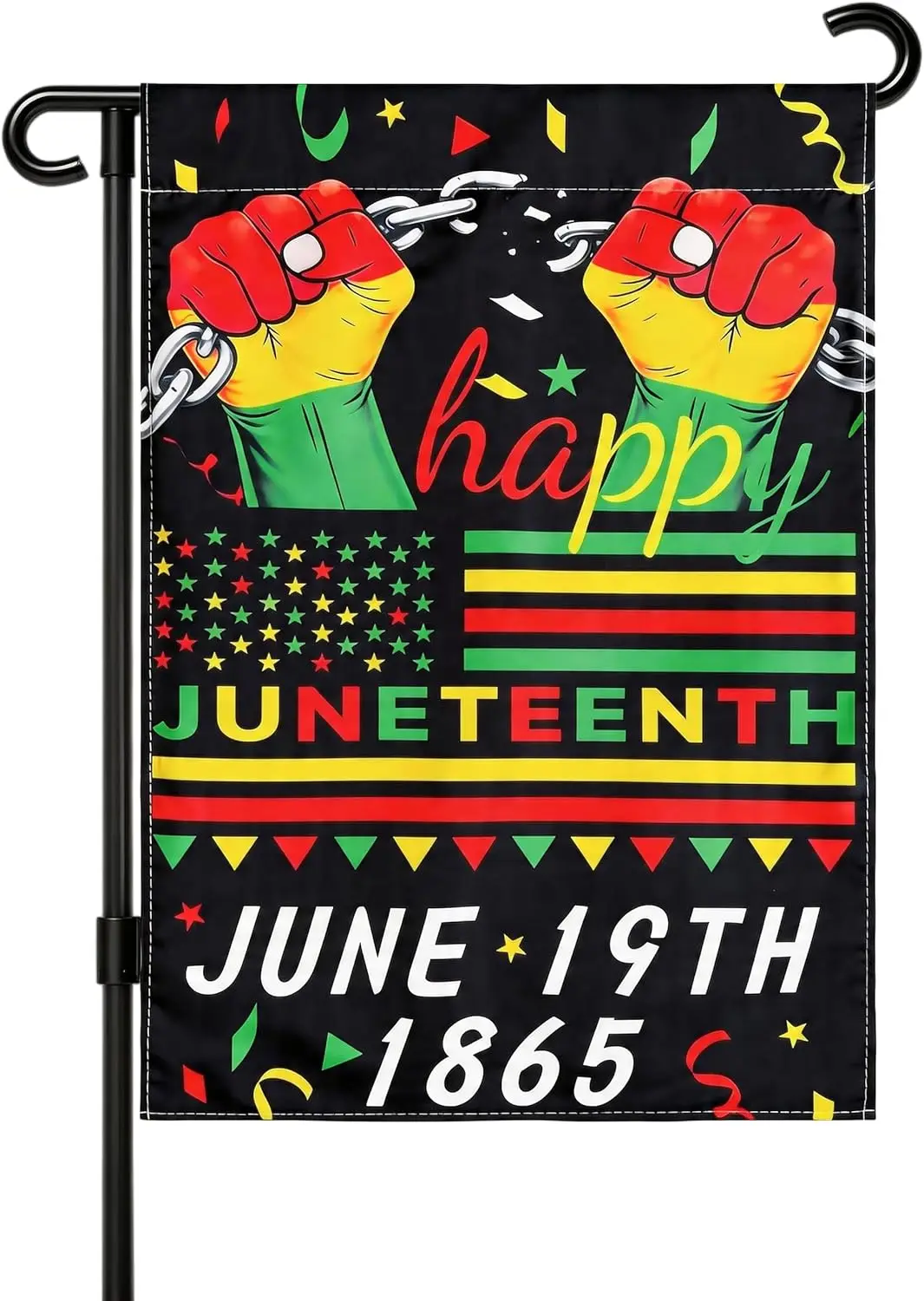 Tuhangcc Juneteenth Garden Flag 12x18 Inches, 3Ply Double Sided 1865 Broken Chain Fist Design, Black Freedom Independence Da PPZ