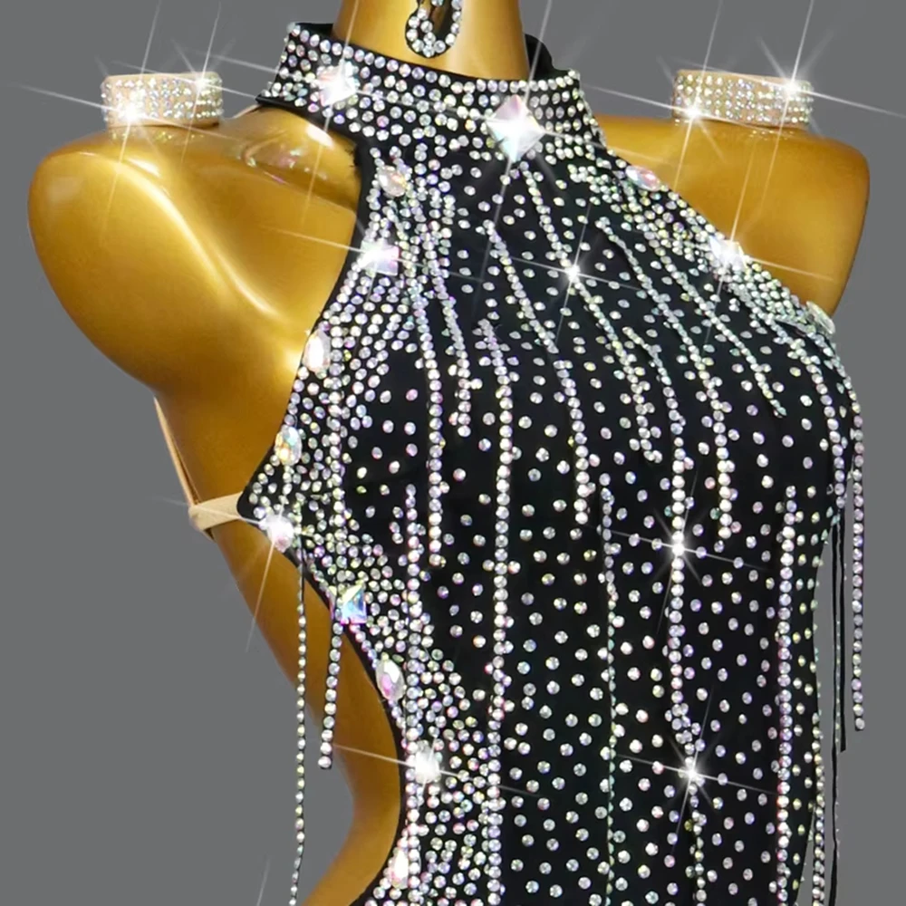 2025 Latin Dans Jurk Meisje Lijn Kostuum Dames Sport Feestpak Nieuwe Podium Rok Danskleding Kleding Sexy Lange Outfits Aangepast