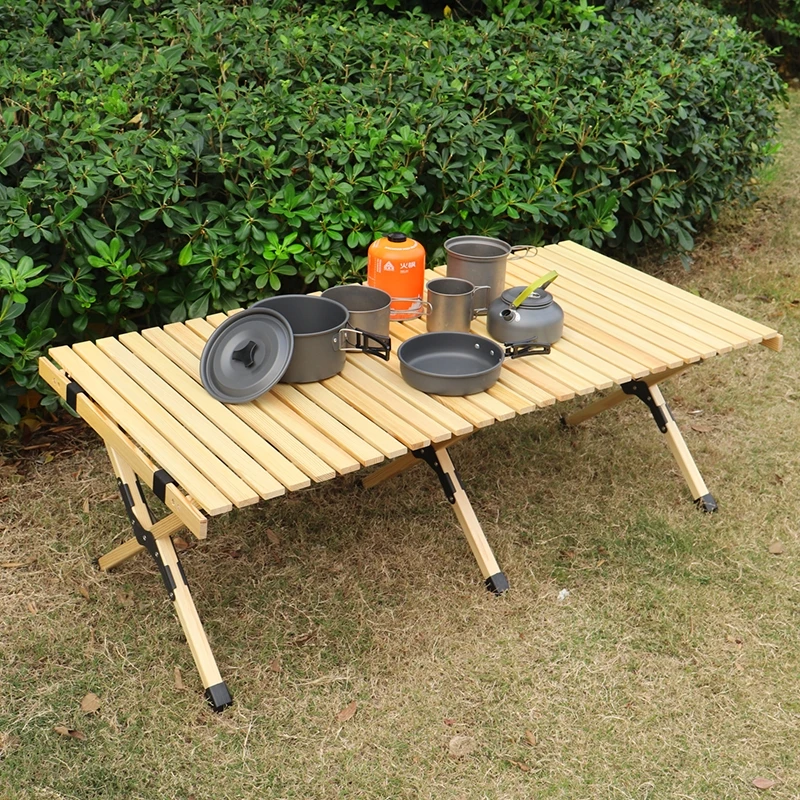 

Wood Outdoor Picnic Table Outdoor High Quality Kids Picnic Portable Beech Wooden Foldable Camping Egg Roll Table