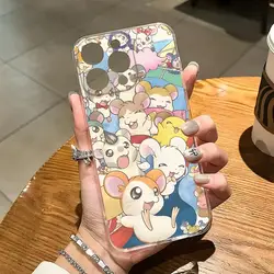 Hamtaro Cute Hamster Mouse Phone Case For Iphone 15 Pro Max 14 Plus 11 12 Mini 13 Pro 7 8 X XR XS SE Transparent Back Cover