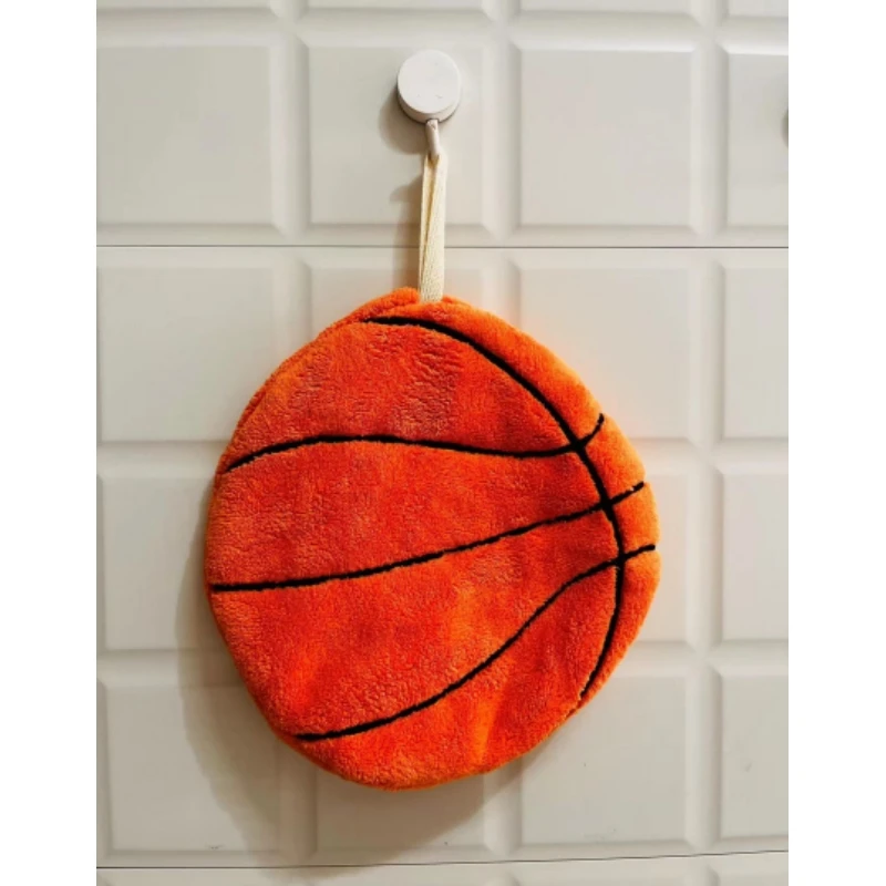 Football Cartoon Towel Hanging Basketball Hand-drying Rag Three-layer Thickened Coral Plush Towel Handkerchief