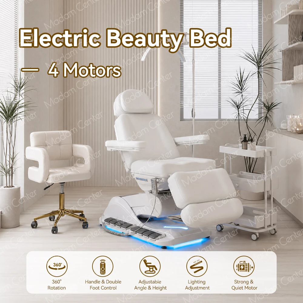 Madamcenter Luxury Electric Beauty Facial Esthetician Bed Folding Maca Esttica Camilla Cama De Masaje Adjustable Cosmetic Bed