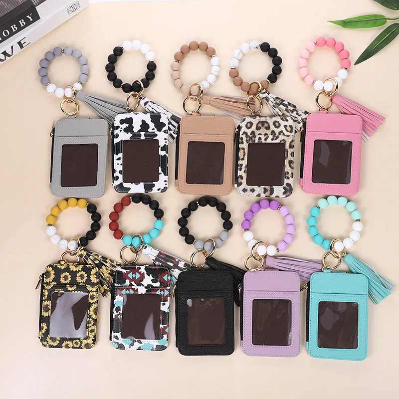 2024 New silicone bead bracelet lady personality creative wrist coin purse bus bank card sleeve clip