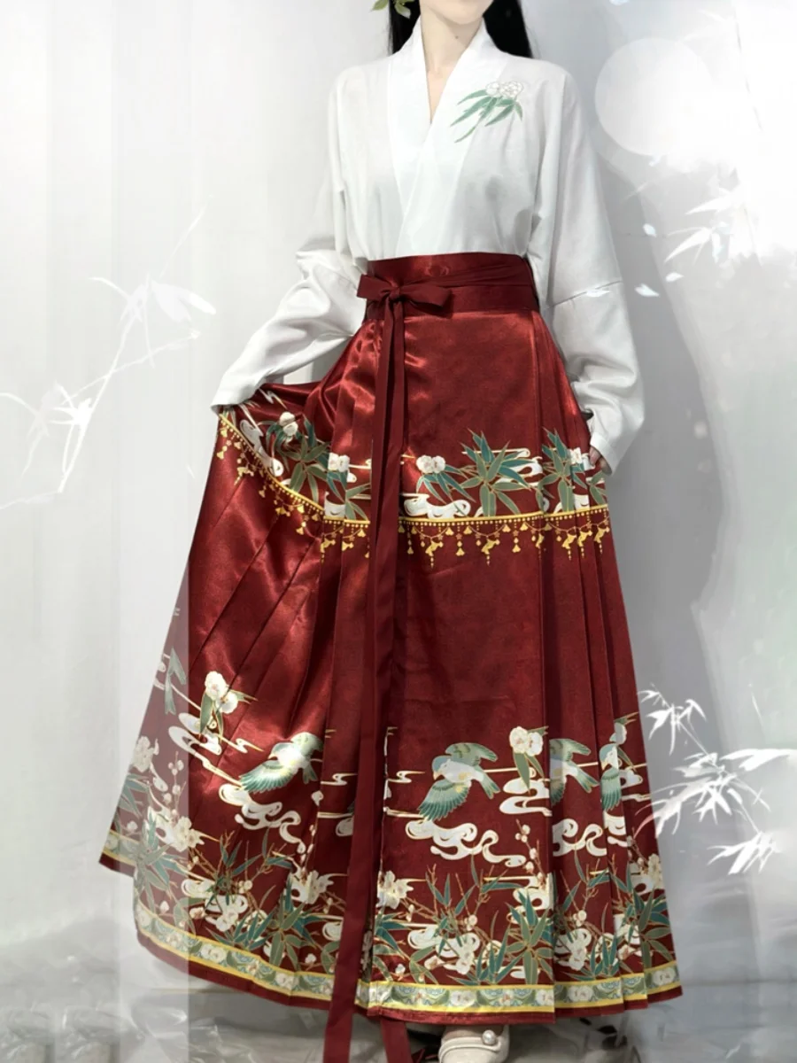 M Dynastie Hanfu Dameskleding Chinese Stijl Paard Gezicht Rok Set Shirt Rok + Rok