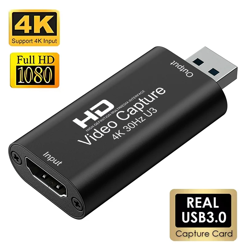 4K 1080P Video Capture Card USB 3.0 USB 2.0 HDMI-compatible Grabber Recorder for PS4 Xbox Game Camera Recording Live Streaming