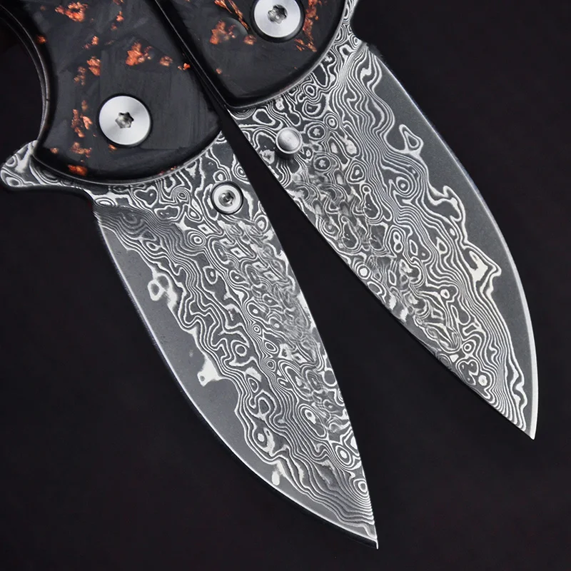 

Damascus Steel Folding Knife Carbon Fiber Handle Mini Outdoor Hunting High Quality PocketKnife Camping Tactical Defense EDC Tool