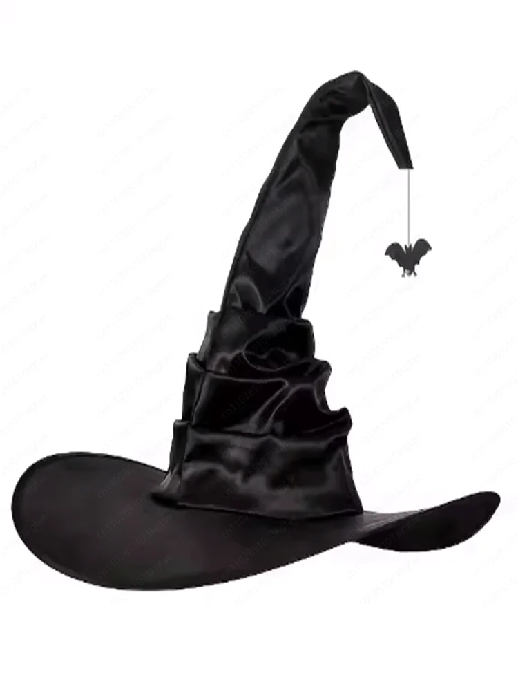 New Halloween pleated witch hat, party witch hat, black Oxford cloth witch hat makeup prop